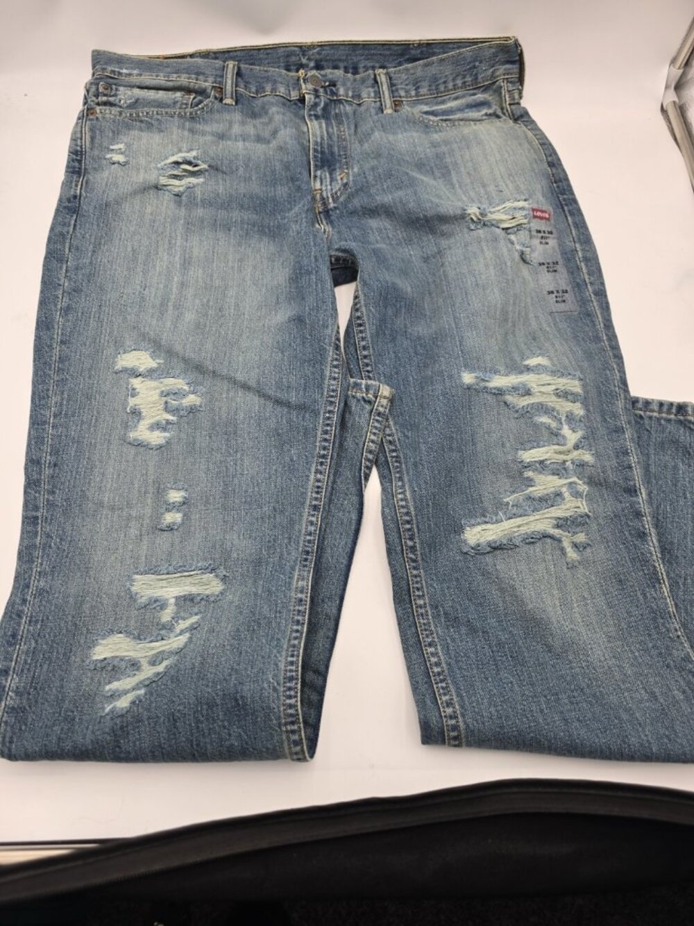 Levi's 511 Slim Fit Distressed Jeans Men's 38x32 Light Wash Stretch Denim